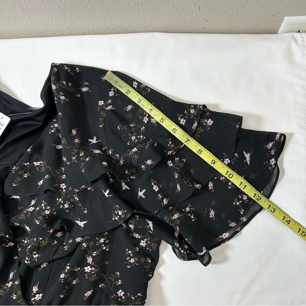 Torrid Black Floral Birds Print Chiffon Ruffled Wrap Versatile  Dress 2/2X/18-20 - Picture 13 of 16